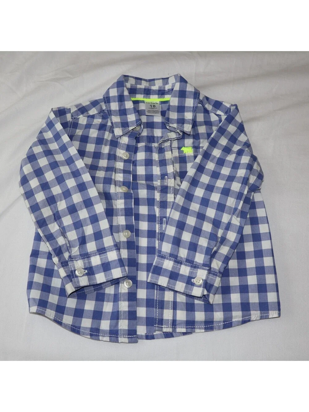 Carters Boys Shirt Blue White Check 18 Months